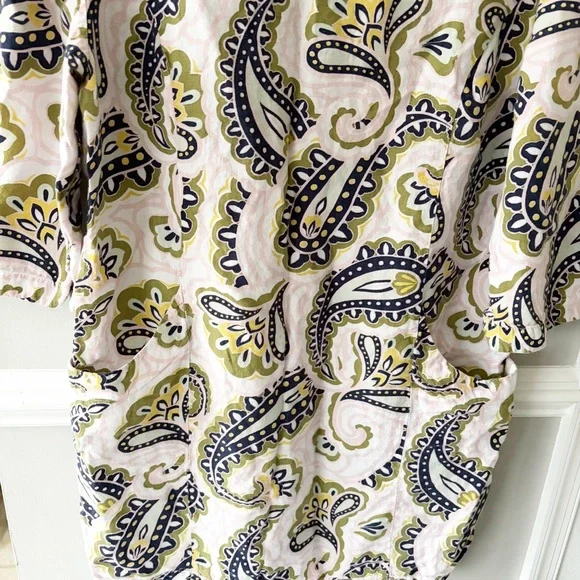 Boden Laurie Dress 100% Linen Paisley Floral Shift Boho Dress Size 16/18R Boden Laurie Dress 100% Linen Paisley Floral Shift Boho Dress Size 16/18R